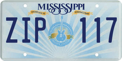 MS license plate ZIP117