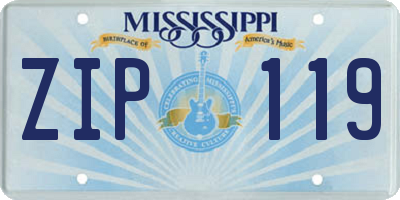 MS license plate ZIP119