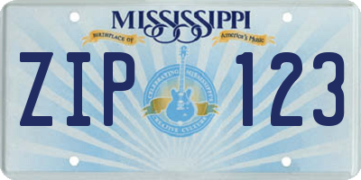 MS license plate ZIP123