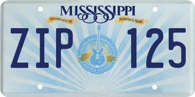 MS license plate ZIP125