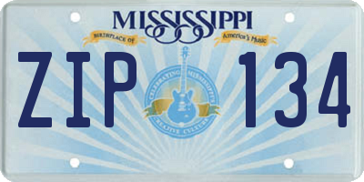 MS license plate ZIP134