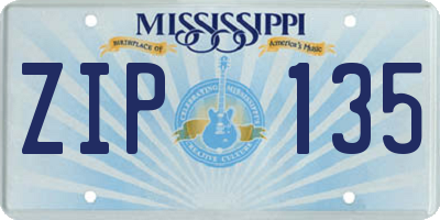 MS license plate ZIP135