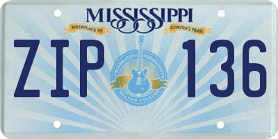 MS license plate ZIP136