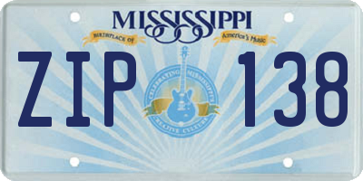 MS license plate ZIP138