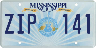 MS license plate ZIP141