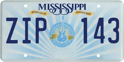 MS license plate ZIP143