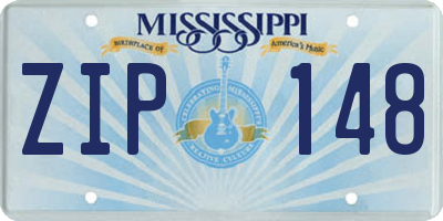 MS license plate ZIP148