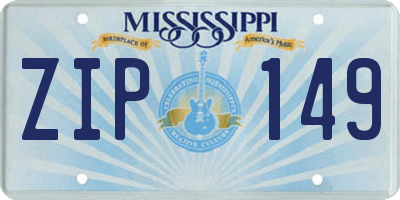MS license plate ZIP149