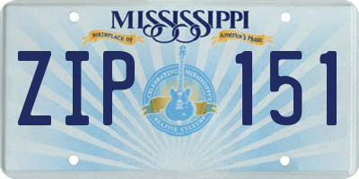 MS license plate ZIP151