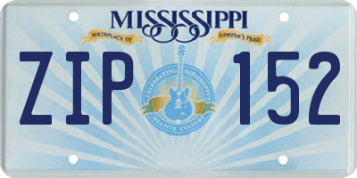 MS license plate ZIP152