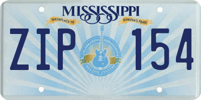 MS license plate ZIP154