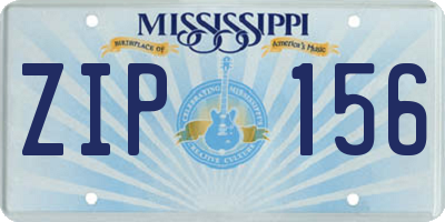 MS license plate ZIP156