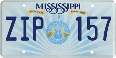 MS license plate ZIP157