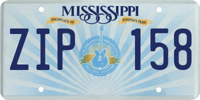MS license plate ZIP158