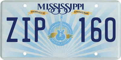 MS license plate ZIP160