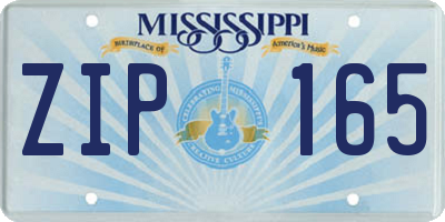 MS license plate ZIP165