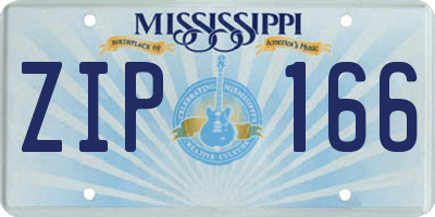 MS license plate ZIP166