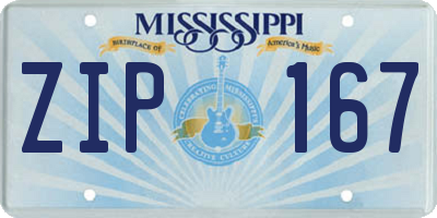 MS license plate ZIP167