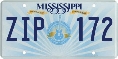 MS license plate ZIP172