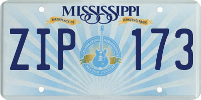 MS license plate ZIP173