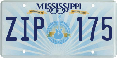 MS license plate ZIP175