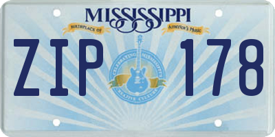 MS license plate ZIP178