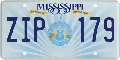 MS license plate ZIP179