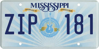 MS license plate ZIP181