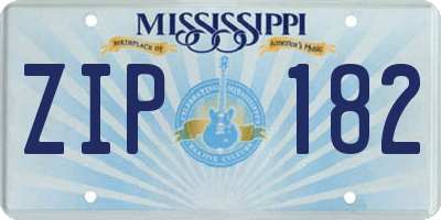 MS license plate ZIP182