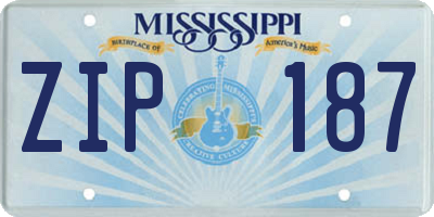 MS license plate ZIP187