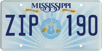 MS license plate ZIP190