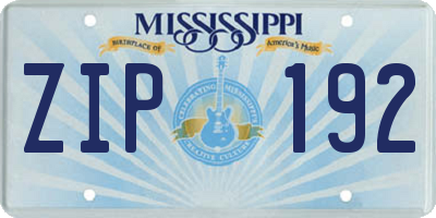 MS license plate ZIP192