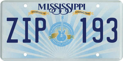 MS license plate ZIP193