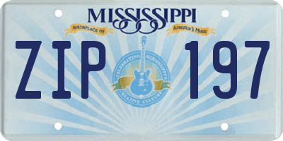 MS license plate ZIP197