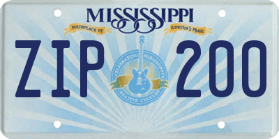 MS license plate ZIP200