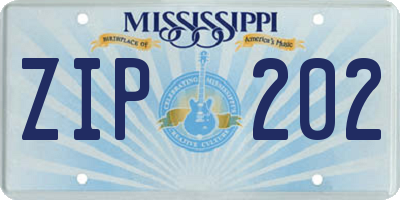 MS license plate ZIP202