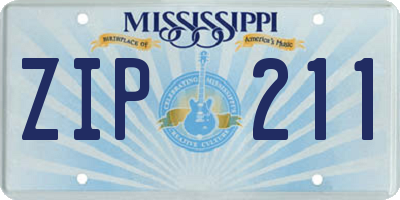 MS license plate ZIP211