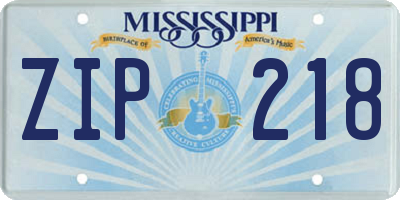 MS license plate ZIP218