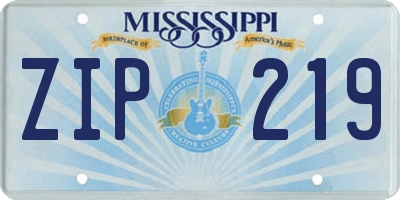 MS license plate ZIP219