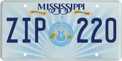 MS license plate ZIP220