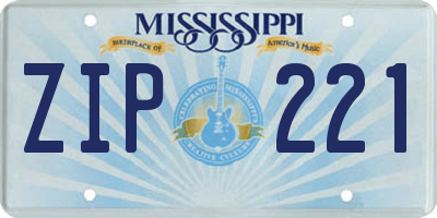 MS license plate ZIP221