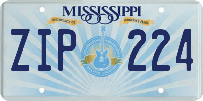 MS license plate ZIP224
