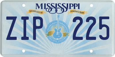 MS license plate ZIP225