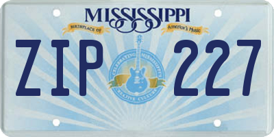 MS license plate ZIP227