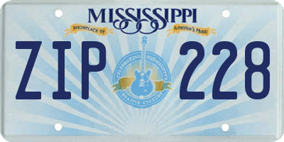 MS license plate ZIP228