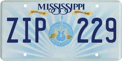 MS license plate ZIP229