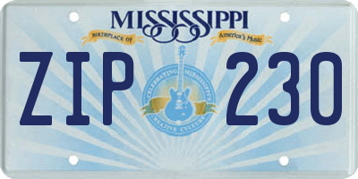 MS license plate ZIP230