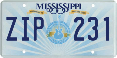 MS license plate ZIP231