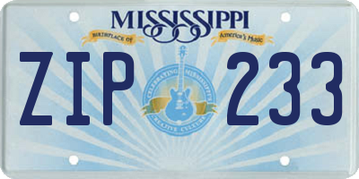 MS license plate ZIP233