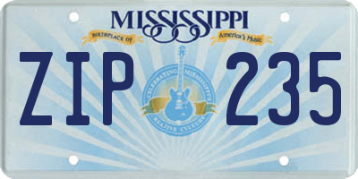 MS license plate ZIP235